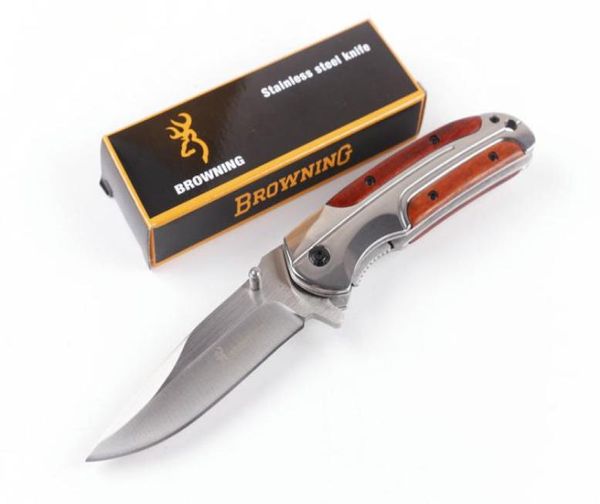 Browning DA43 en acier flipper couteau pliant tactique 440c 57hrc manche en bois chasse survivante couteau de poche utilitaire militaire utilitaire EDC Tools7830324