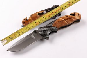 Cuchillos plegables tácticos Browning X50, mango de madera, hoja de titanio 440C 57HRC, cuchillo de bolsillo de supervivencia para caza y acampada al aire libre