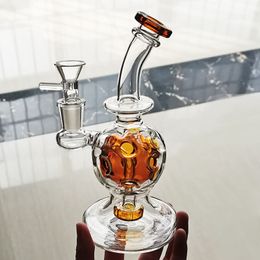 BrownThick Bent Neck Glass Bongs Narguilés Pipe à fumer 7 pouces Clear Dab Rigs percolateur Bong Pipes à eau avec bol en verre mâle de 14 mm pour les fumeurs cadeau en gros