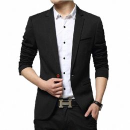Brown 2024 Automne Hiver Nouveaux Costumes Blazer Hommes Coréen Slim Couleur Unie Smart Casual Manteau Busin Hommes Costumes Veste Costume Blazer e8GU #