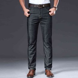 BROWON-pantalones vaqueros de marca para hombre, pantalón vaquero fino, transpirable, suave, medio recto, Regular, ropa Vintage para hombre, G0104, 2021
