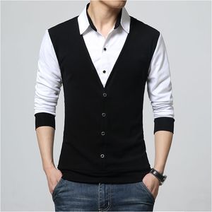 BROWON otoño camisetas para hombre moda 2021 falso dos ropa Cool hombres manga larga Casual hombre