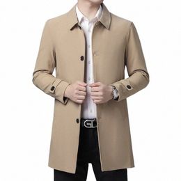 Browon Marca Busin Casual Trench Coats Hombres Turn-Down Collar Color Sólido Lg Chaqueta para hombre 2024 Fi Ropa rompevientos Hombres p0C0 #