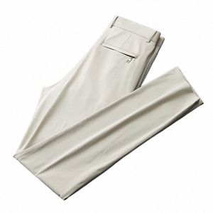 browon Merk Mannen Broek Zomer Nieuwe Busin Fi Rechte Casual Broek Mid Licht Elastische Losse Ijs Zijde Ademende Dunne broek h0Mq #