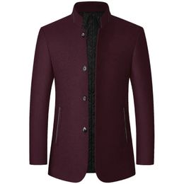 BROWON marque manteau d'hiver hommes Style chinois col montant manteaux solides pour l'automne et les affaires décontracté veste en laine 240125