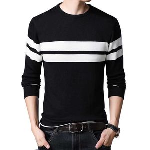 BROWON Casual Hommes Pull O-Neck Splicing Design Slim Pulls Knittwear Automne Hommes Pulls Pull Hommes Pull Homme M-3XL Y0907