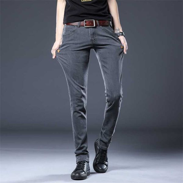 Browon Korean Style Skinny Jeans Hommes déchirés Mode Mid Taille longue longueur longue longueur Denim Pantalon Plus Taille Slim Slim Crayon 211108