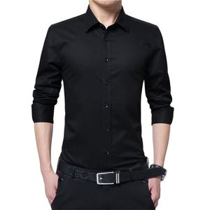 BROWON, blusa a la moda para hombre, camisa de manga larga para negocios, Social, Color sólido, cuello vuelto, ropa de marca de trabajo de talla grande 220323