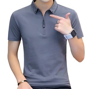 BROWON été mode hommes t-shirts coton chemise à manches courtes col urne vers le bas Style coréen 220309