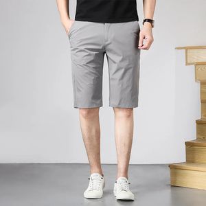 Browon Summer Men Shorts Dunne mannen Casual Mid Straight Solid Color Pants Ice Silk Quick Dry Comfortabele Breathable Shorts 240521