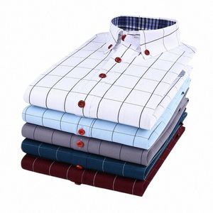 Browon Zomer Heren Shirts Korte Mouw Plaid Shirt Slim Casual Butt Up Shirt Dr Shirts Mannen Cott Big Size Mannen kleding u4Z9 #