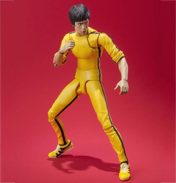 Bruce Lee Action Figura Toys PVC Collection 75th Anniversary Edition Decoración de ropa de ropa amarilla Regalos para niños Li Xiaolong1968274