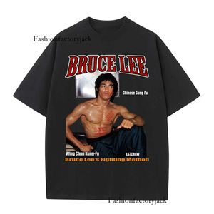 Bruce Lee High Street Hip Hop Cartoon bedrukt T-shirt met korte mouwen Zwaargewicht losse schouder Trendy gloednieuw trendy merk