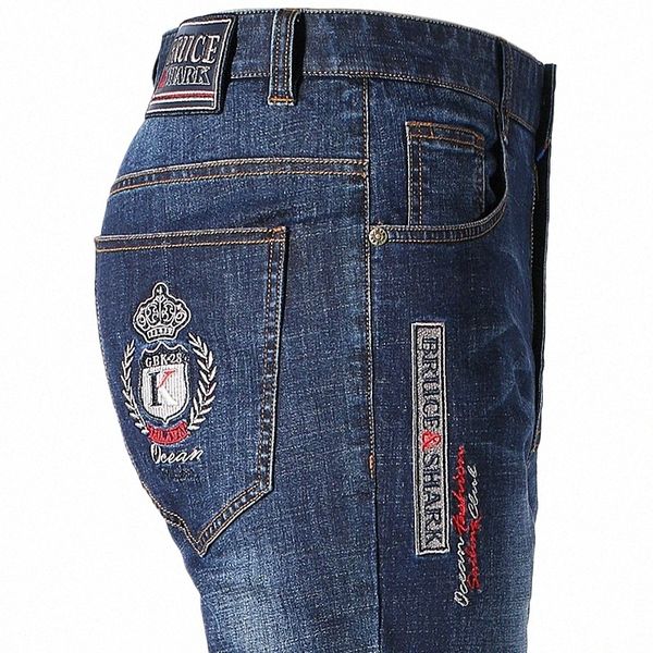 Bruceshark New Summer Men Jeans Stretch Cott Estilo recto Casual Fi Denim Jeans pantalones de hombre Super calidad tamaño grande 42 b6RD #