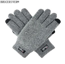 Bruceriver Men039s gants pour écran tactile tricotés en laine Pure avec doublure Thinsulate et manchette côtelée élastique H08181618592
