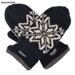 Bruceriver Mitaines en tricot flocon de neige pour homme avec doublure chaude en polaire Thinsulate T220815293C