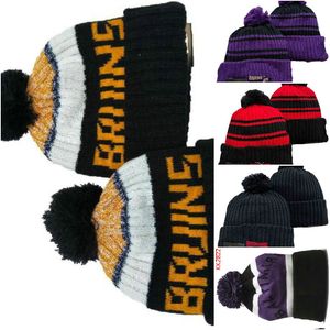 Gorro BRUINS, pelota de Hockey de América del Norte, parche lateral del equipo, gorro deportivo de lana de invierno, gorros de calavera A0