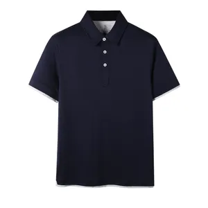 Brunello Men Polos korte mouwen Desginer shirts zomerkleding katoen t -shirt diepblauw