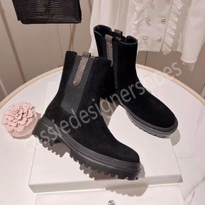 Brunello Slip on Chelsea Boots mujer marca de lujo zapatos casuales de cuero genuino mocasines tamaño 35-40 botines de tobillo de colores mezclados botas de nieve cálidas de invierno zapatos individuales