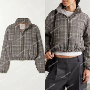 Brunello dames jassen Designer Woman Coats Spring en Autumn Wool Lade Plaid Jacket