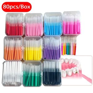 Brosser 80 PCS / BOX ITYPE PUSH PUTL INTERDENTAL BRSUST 0,61,5 mm Nettoyage entre les dents Oral Care Orthodontic I Face Floss dentaire
