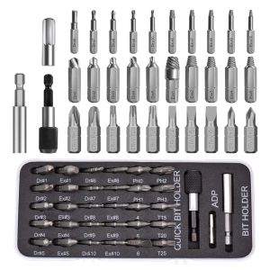 Kit de extractor de tornillos pelados dañados con cepillo, desmontaje del perno roto con soporte magnético para brocas de extensión y adaptador de enchufe