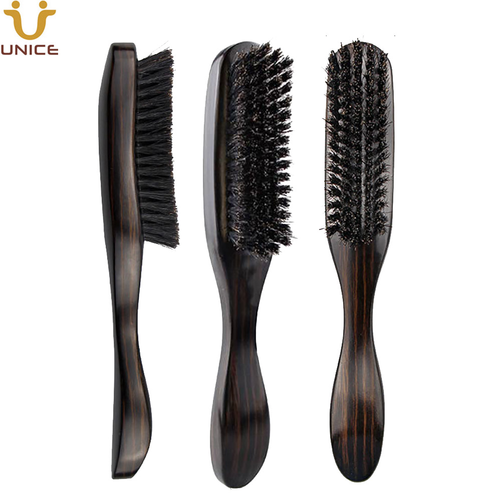 Brosse pour Barbe Cheveux Moustaches Moustache MOQ 100 PCS Bonne Qualité LOGO Personnalisé Manche en Bois avec Sanglier et Nylon Brosses à Poils Mixtes Dureté Moyenne