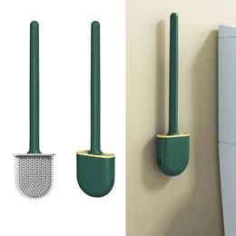 Borstel Mini Flexibele kom toiletborstels Reinigingskop met siliconenharen Wall gemonteerde houder voor badkamerreinigingsaccessoires Es