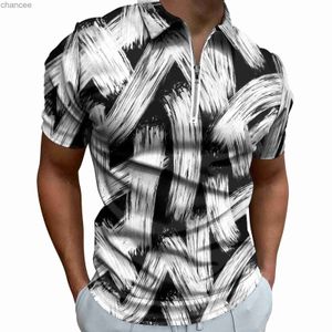 Casual poloshirts met penseelprint Verfstrepen T-shirts Grafisch overhemd met korte mouwen voor heren Nieuwigheid Oversized kleding Verjaardagscadeau HKD230825