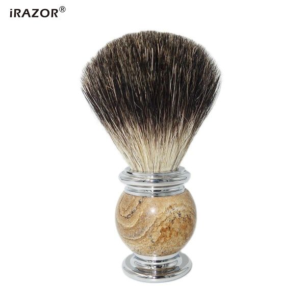 Cepillo de afeitar húmedo pincel barbero juego de mango de piedra pura miel de tejón suave cabello cerebro para hombres marido accesorios de preparación diaria