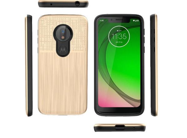 Coque hybride au design brossé pour MOTO G7 Play/G7 Power/G7 Supra/P30 Play/G7/G7 Plus, hybride robuste + double couche de protection antichoc contre les chutes