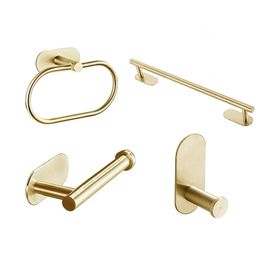 Geborsteld gouden hardware -set gewaad haak handdoekbalk toiletpapier houder bad badkamer accessoires 220812