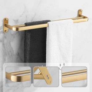 Barres de serviette en or en brosse-rack Porte-tige double support de douche en aluminium Mur de douche d'organisateur d'organisateur étagère de rangement de salle de bain accessoires