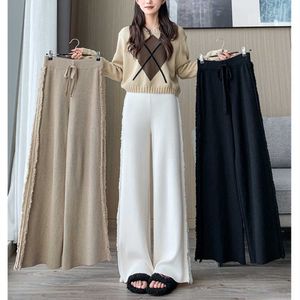 Pantalon large en tricot brossé pour femme automne et hiver, avec taille haute élastique et tube droit pour une sensation agréable. pantalon vadrouille