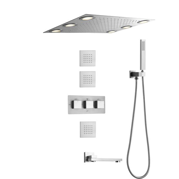 Nickel brossé Faucements de douche chaude et froide 50x36 cm LED LED RAPIDE POUVEAU COMME COMME DE POURCE AVEC PERSONNE