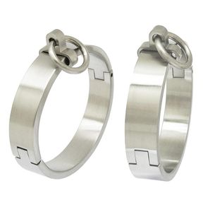 Bracelet jonc verrouillable en acier inoxydable brossé pour poignet et cheville avec joint torique amovible 3655505