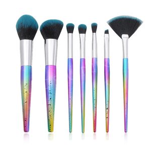 Pinceles Juego de pinceles de maquillaje de 10 piezas, pincel para sombra de ojos de etiqueta privada, máscara con patrón de gota cónica para rostro, cepillo de borde para mujer, venta al por mayor