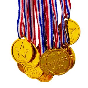 Pinceles 100 Uds. Medallas de ganadores de plástico dorado para niños, bolsa de fiesta para el día deportivo, premios, juguetes para decoración de fiesta