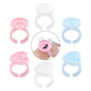 Pinceles 100 piezas Anillos de pegamento desechables Pegamento para pestañas Taza para ventilador Soporte para pegamento para pestañas Tatuaje Contenedor de pigmento Anillo Extensión de pestañas Herramienta de maquillaje