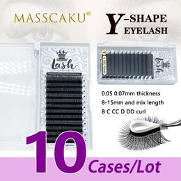 Brosses 10 cas/lot fournisseur en gros YY type faux cils 815mm longueur de mélange c/d curl premium extension de cils moelleux pour le maquillage