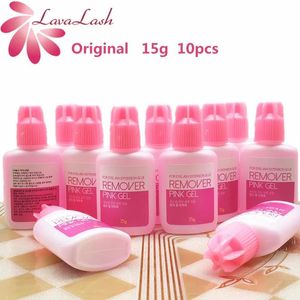 Pinceles 10 Uds. Removedor de gel rosa de Corea para extensiones de pestañas y cejas, pegamento 15g, removedor de pegamento para extensiones de pestañas, herramientas de maquillaje para pestañas postizas