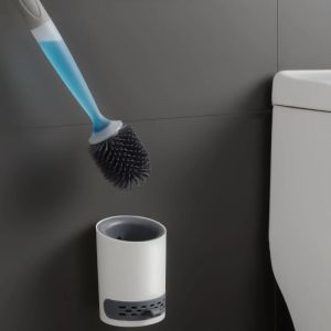 Brosses 2 pièces/ensemble Kit de brosse de toilette rechargeable de détergent mural avec support brosse en Silicone TPR pour outils de nettoyage d'angle accessoires