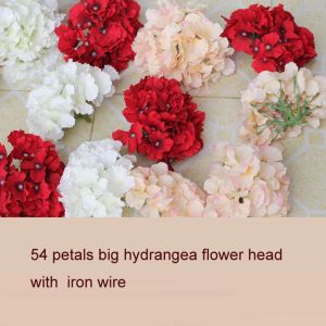 Brosses 30pcs Big Artificial Hortengea Silk Flower Head 54 Petals Wedding Home Party Célébration des fleurs de fleurs accessoires
