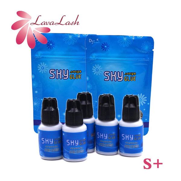 Pinceles 5 botellas Sky Glue para extensiones de pestañas 5 ml Corea Original Sky S Plus Negro Rojo Azul Tapa Falso Lash Glue Proveedor Herramientas de maquillaje