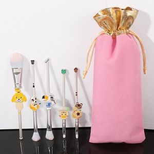 Borstels 5 stks Leuke Cartoon Animal Crossing Borstel Set Foundation Oog Make-up Borstel Eyeliner Lip Borstel Vrouwen Gezicht Cosmetische Tool Liefhebbers Gift