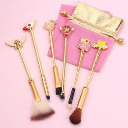 Livraison gratuite 6 pièces/ensemble Anime Cardcaptor Sakura pinceaux de maquillage fard à paupières Concear professionnel cosmétique maquillage brosse trousse à outils