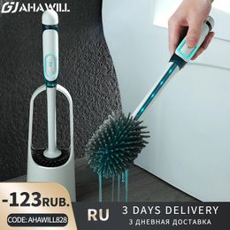 Brosses AHAWILL Brosse de toilette en silicone avec tube de nettoyage sans coins morts Ensemble de toilette à vidange rapide Outil de nettoyage Accessoires de salle de bain