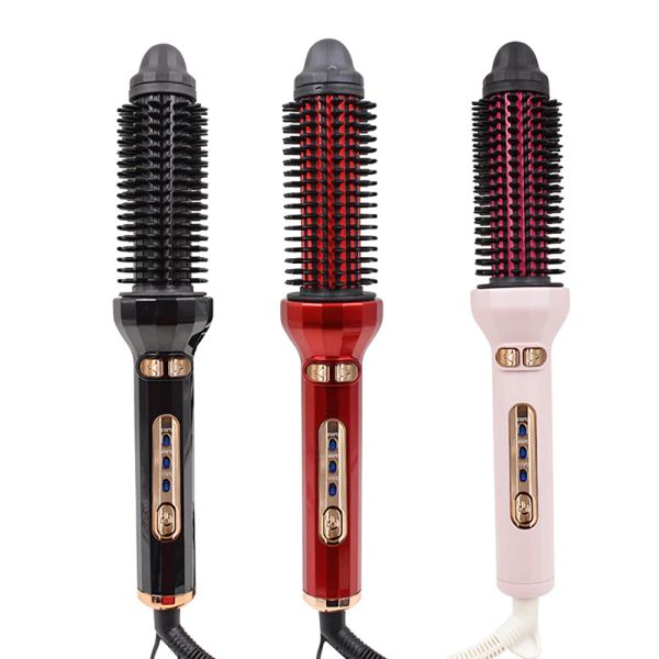 Cepillos Automáticos cepillos de cabello eléctrico giratorios 2 en 1 Aderezado y rizado Cerámica de peine caliente Ionic Calefacción rápida Anti -Scalding