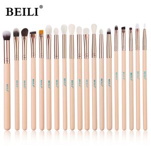 Pinceaux BEILI 19 pièces pinceaux de maquillage rose fard à paupières sourcil Eyeliner correcteur mélange naturel chèvre cheveux maquillage brosse ensemble outils de maquillage