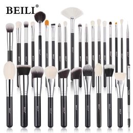 Brushes Juego de brochas de maquillaje BEILI de cabra, brochas de maquillaje para sombra de ojos, mezcla de bases profesional, abanico para cejas, colorete, brosse maquiagens